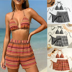 Striped split swimsuit for women