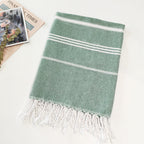 Turkish Striped Fringe Beach Towel – Quick Dry - Classyfashion24.com