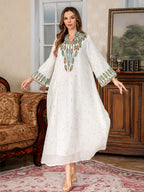 New Arrival Stock Middle Eastern Clothing Muslim Women's Long Robe Jalabiya Rope Embroidery Dubai - Classyfashion24.com