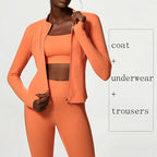 Women's Yoga Wear Suit – Nude Feel Three-Piece Sports & Fitness Set