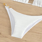 Sexy Beach Bikini Solid Color Three-Piece Swimsuit - Classyfashion24.com
