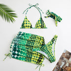 Headscarf skirt style bikini women's swimsuit four piece set - Classyfashion24.com