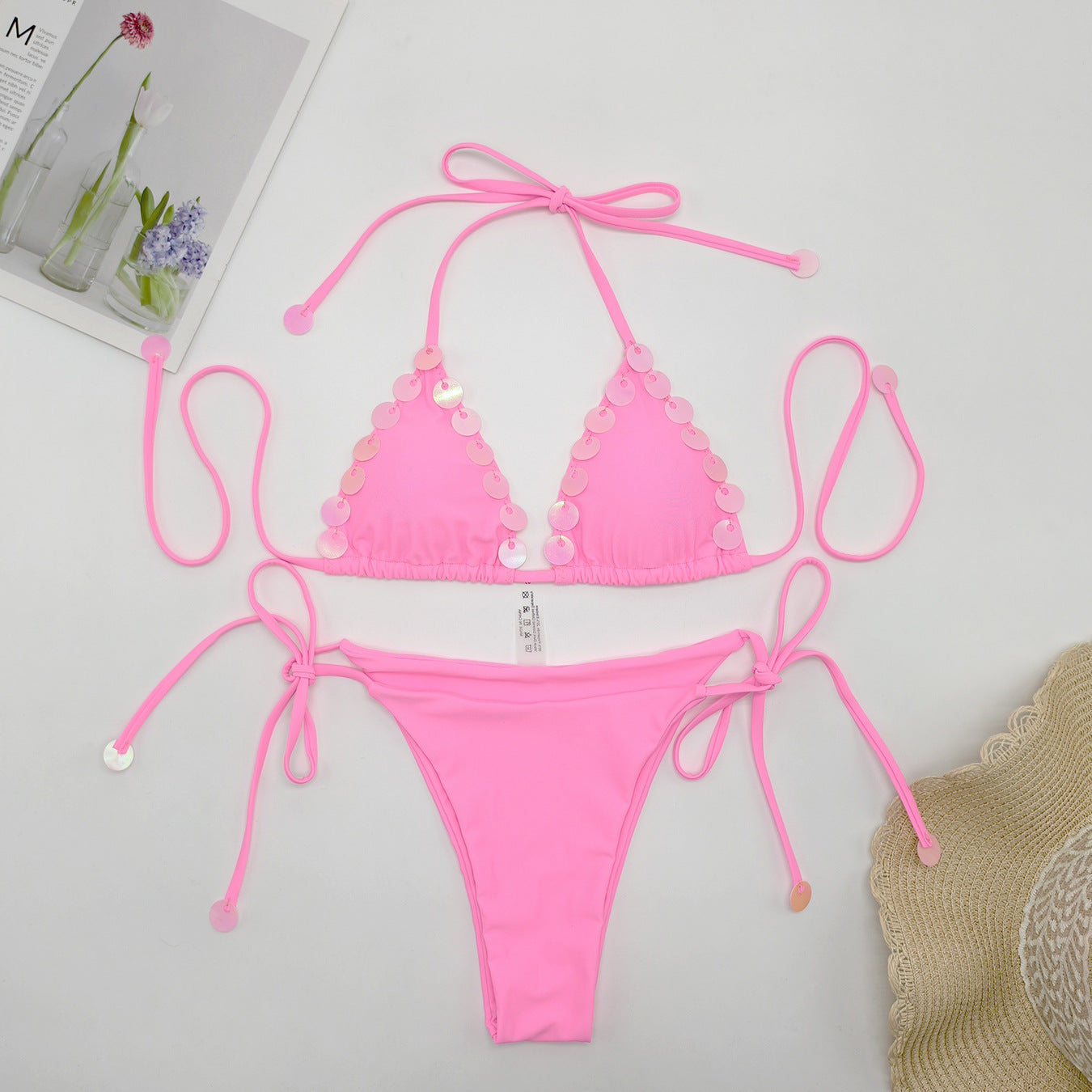 Bikini Swimwear with Sequins, Flashy Two-Piece Sexy Swim Suit