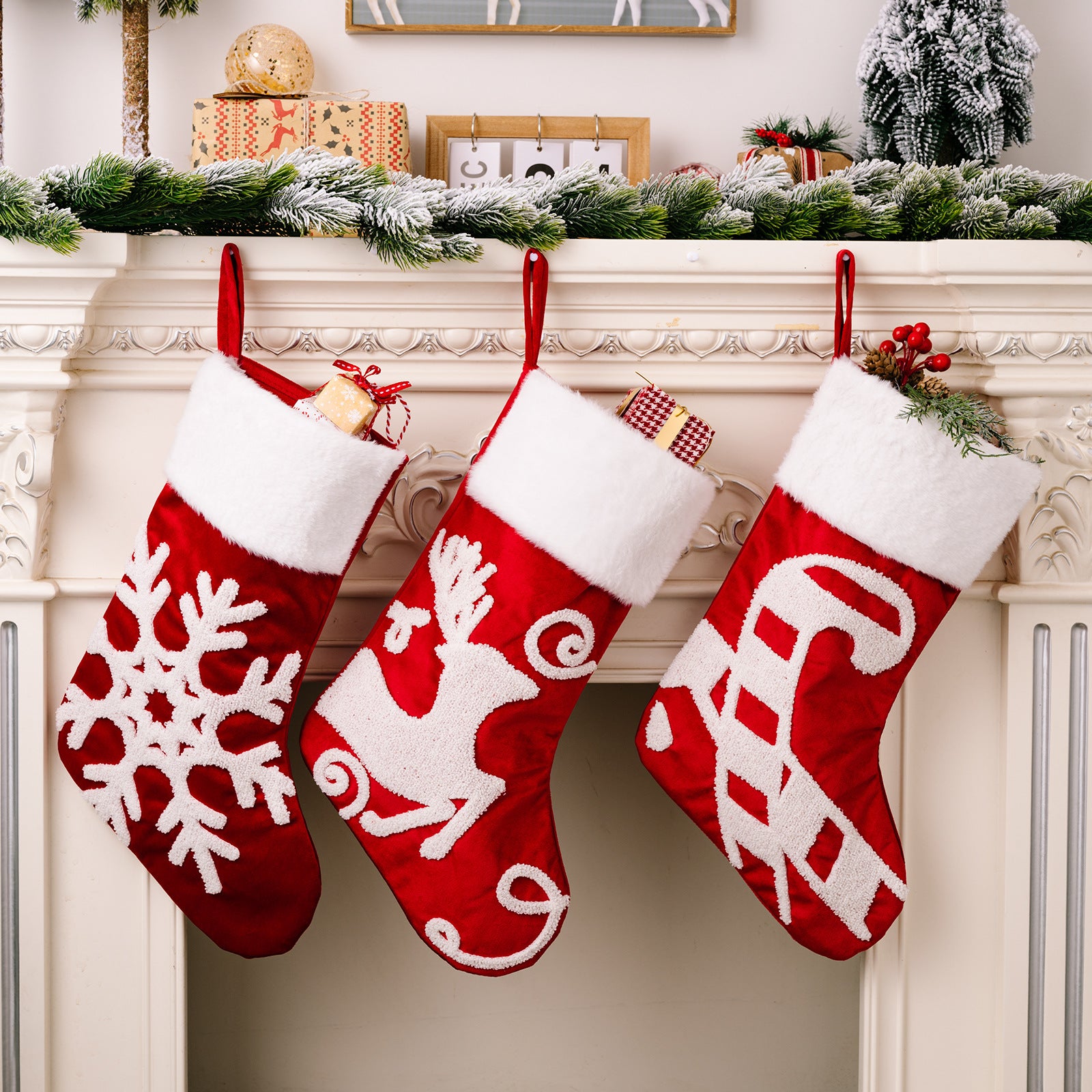 Snowflake Christmas Socks Gift Bags