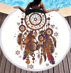Round Feather Wind Chime 3D-Print Beach Towel Tapestry - Classyfashion24.com