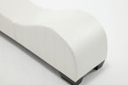 Modern Yoga Chaise Lounge – Curved Faux Leather Accent Chair in White