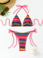 Knitted strap bikini split swimsuit - Classyfashion24.com