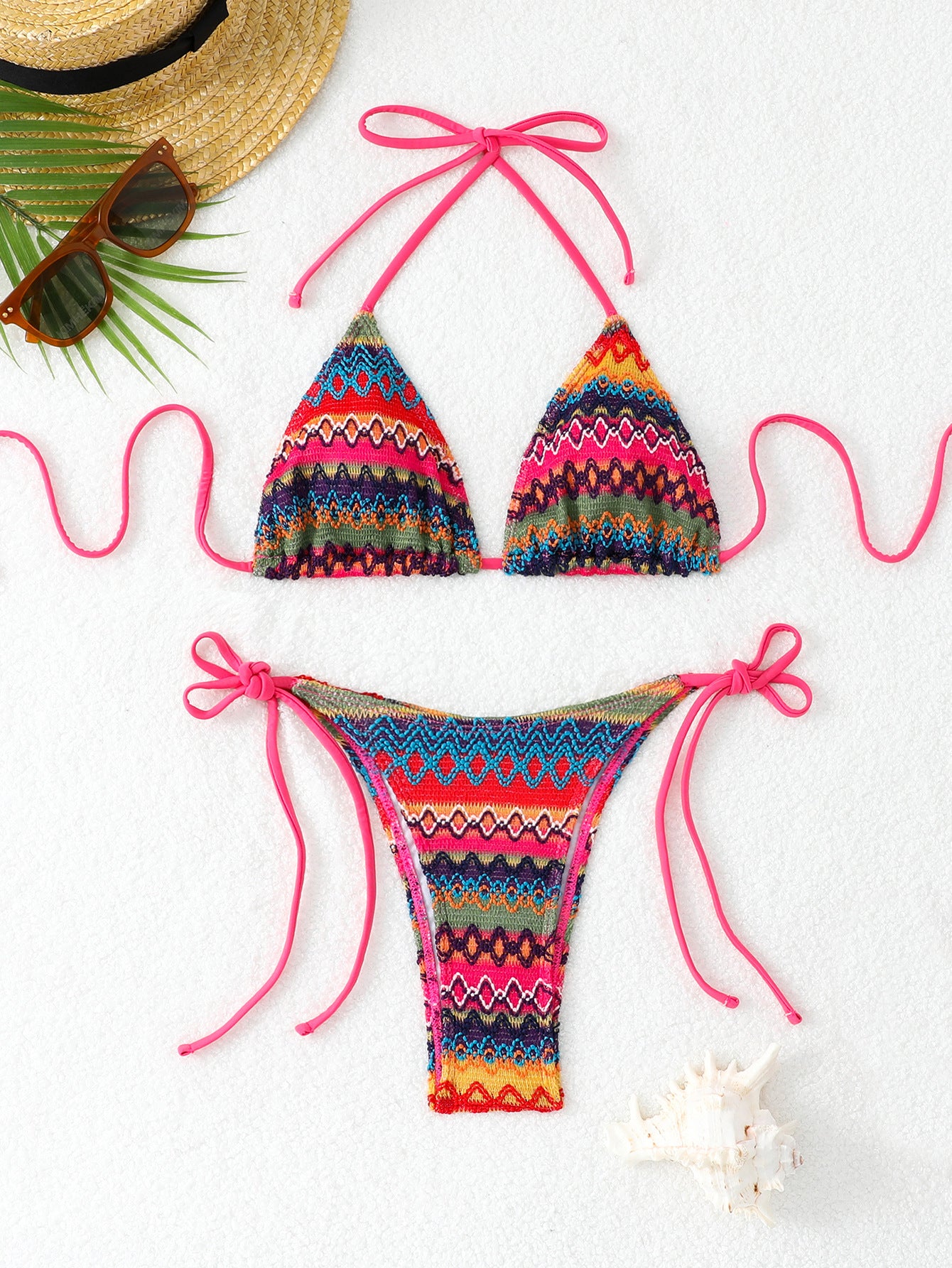 Knitted strap bikini split swimsuit - Classyfashion24.com