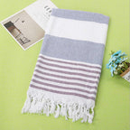 Turkish Striped Fringe Beach Towel – Quick Dry - Classyfashion24.com