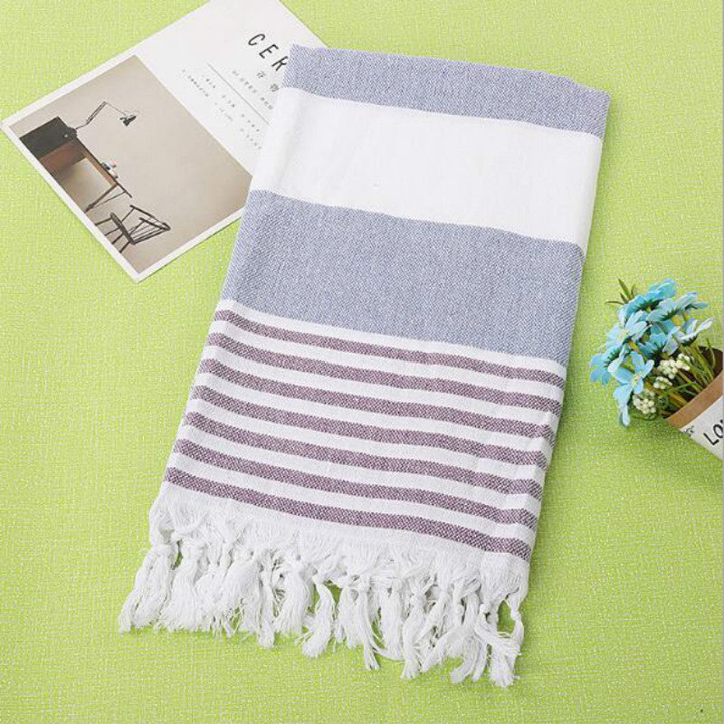 Turkish Striped Fringe Beach Towel – Quick Dry