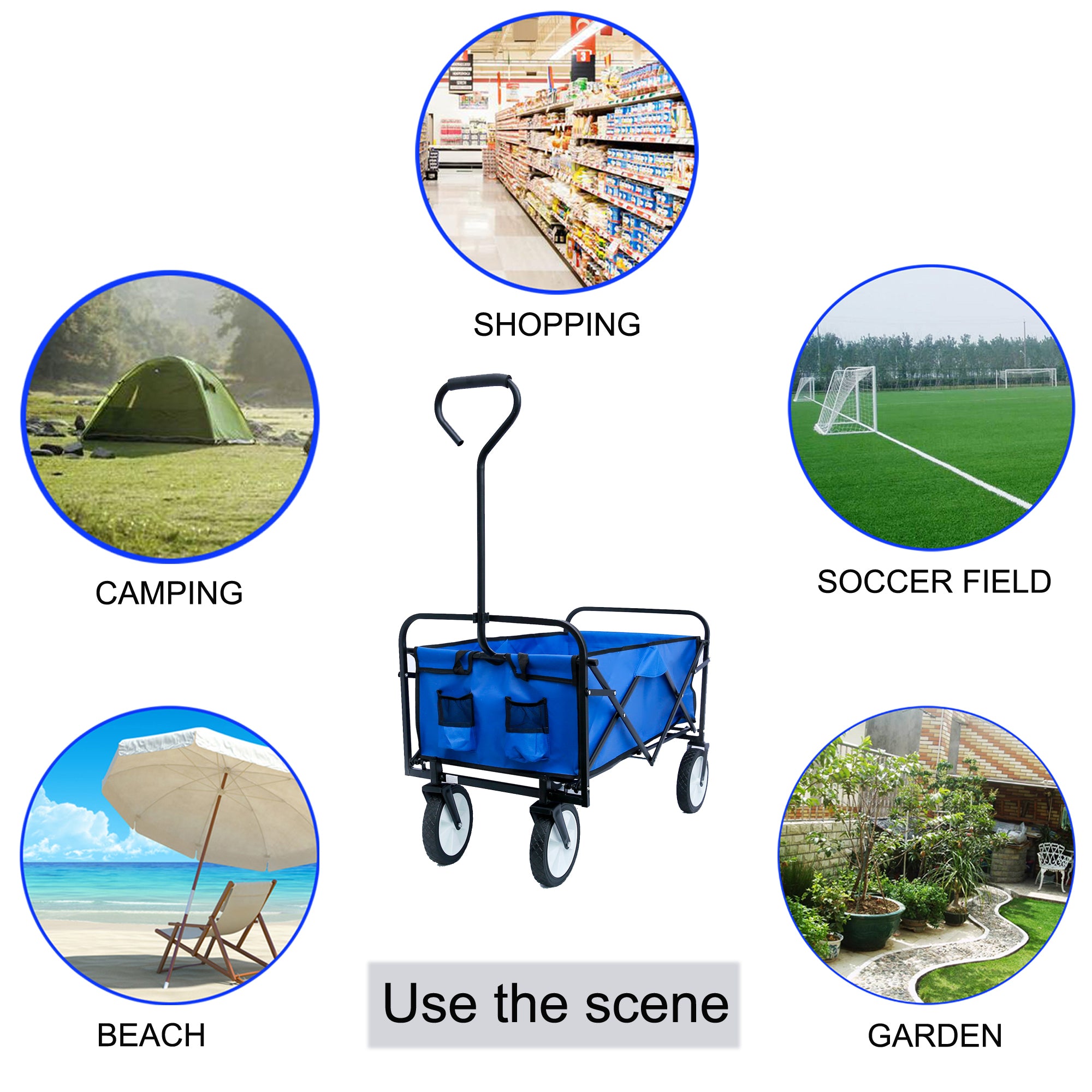 Heavy Duty Folding Utility Wagon – Collapsible All-Terrain Garden & Beach Cart