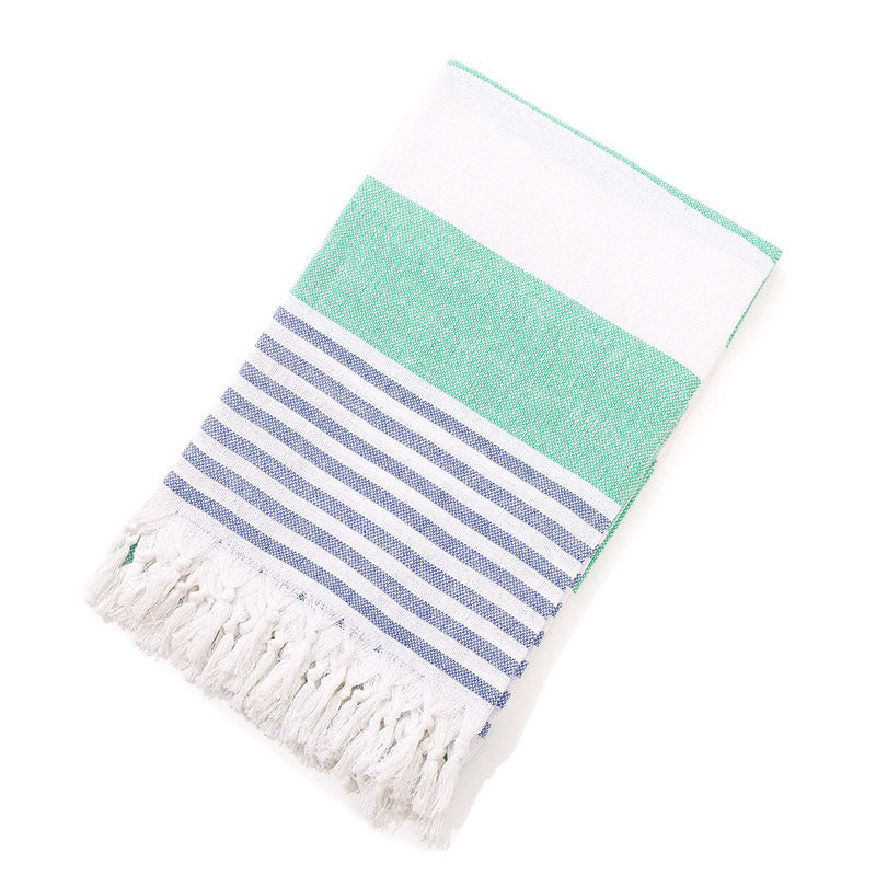 Turkish Striped Fringe Beach Towel – Quick Dry