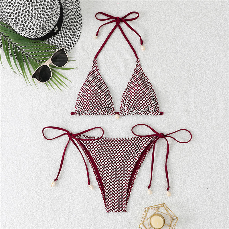 Sexy Mesh Tie-Up String Bikini Set for Women
