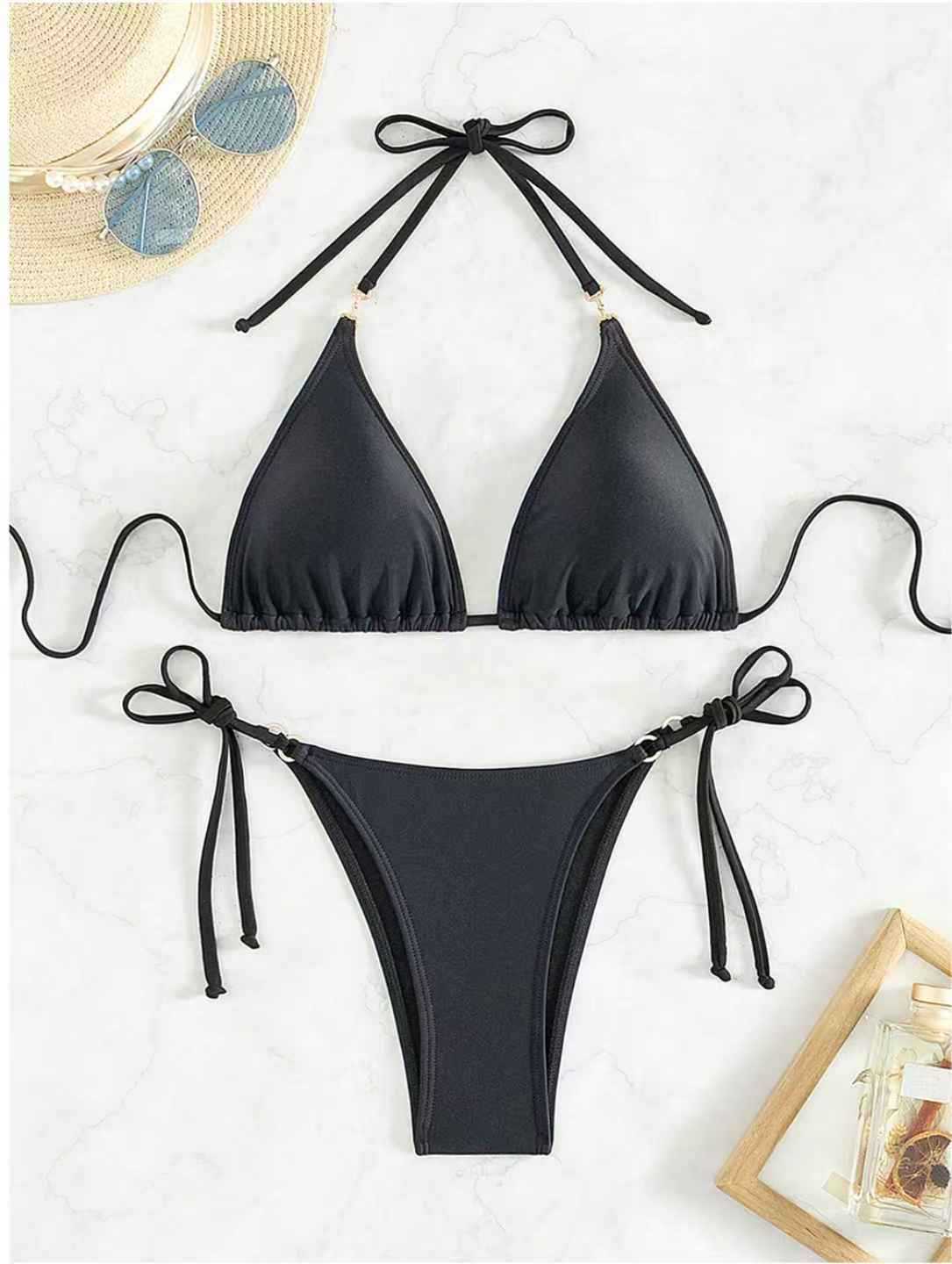 Sexy Thin Bikini Set Women's Three-Piece Strappy Separated Swimsui Swimwear - Classyfashion24.com