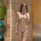 Swimsuit bikini three piece set striped swimsuit - Classyfashion24.com
