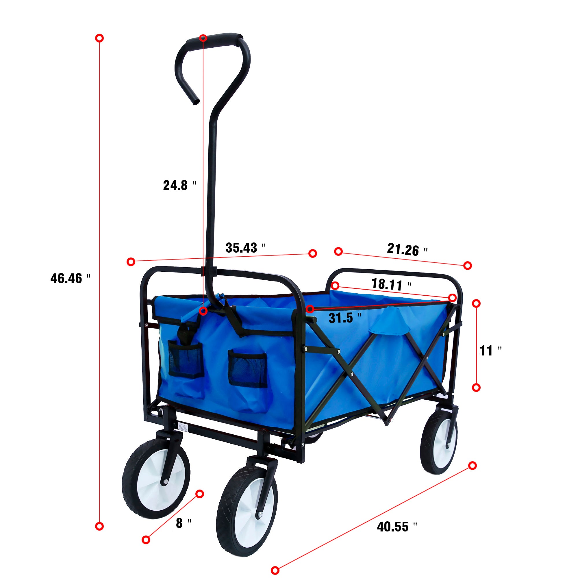 Heavy Duty Folding Utility Wagon by classyfashionz, featuring a collapsible blue fabric cart with a sturdy black frame and al