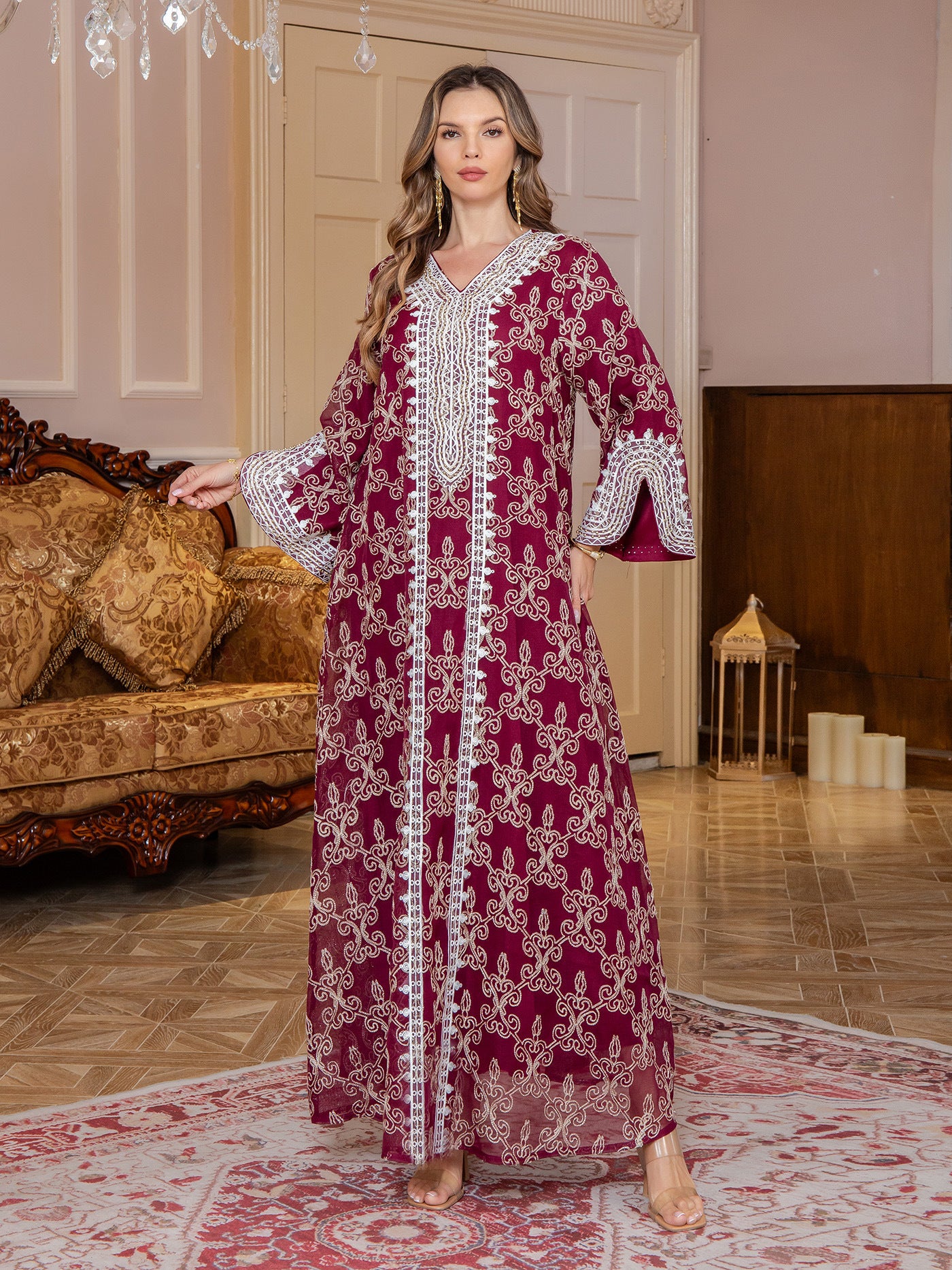 New Fashion Muslim Women's Long Robe Middle Eastern Clothing Jalabiya Elegant Embroidery Dubai Long Dress - Classyfashion24.com