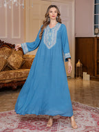 New Muslim Elegant Dress Middle Eastern Clothing Dubai Women's Embroidered Beaded Long Robe - Classyfashion24.com