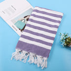 Turkish Striped Fringe Beach Towel – Quick Dry - Classyfashion24.com