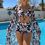Swimsuit long sleeved mesh three piece bikini top - Classyfashion24.com