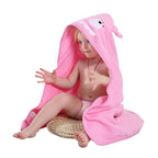 100% Premium Cotton Animal Hooded Bath Towel & Bathrobe for Toddlers in pink, featuring a cute animal design, ideal for cozy 