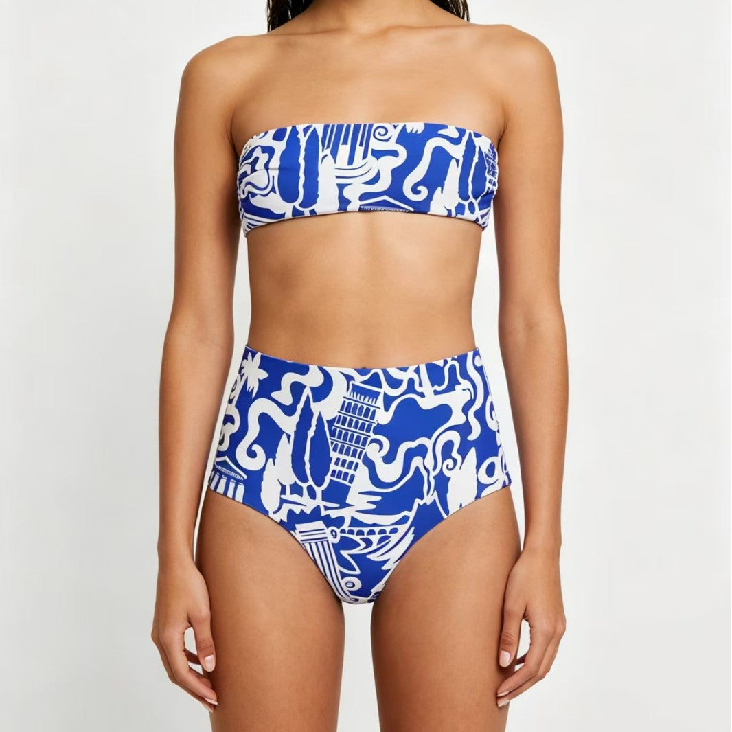 Separate Bikini Set Sexy Printed Multi-color Strapless Swimwear - Classyfashion24.com