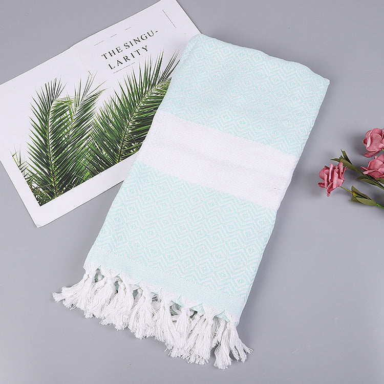 Turkish Striped Fringe Beach Towel – Quick Dry