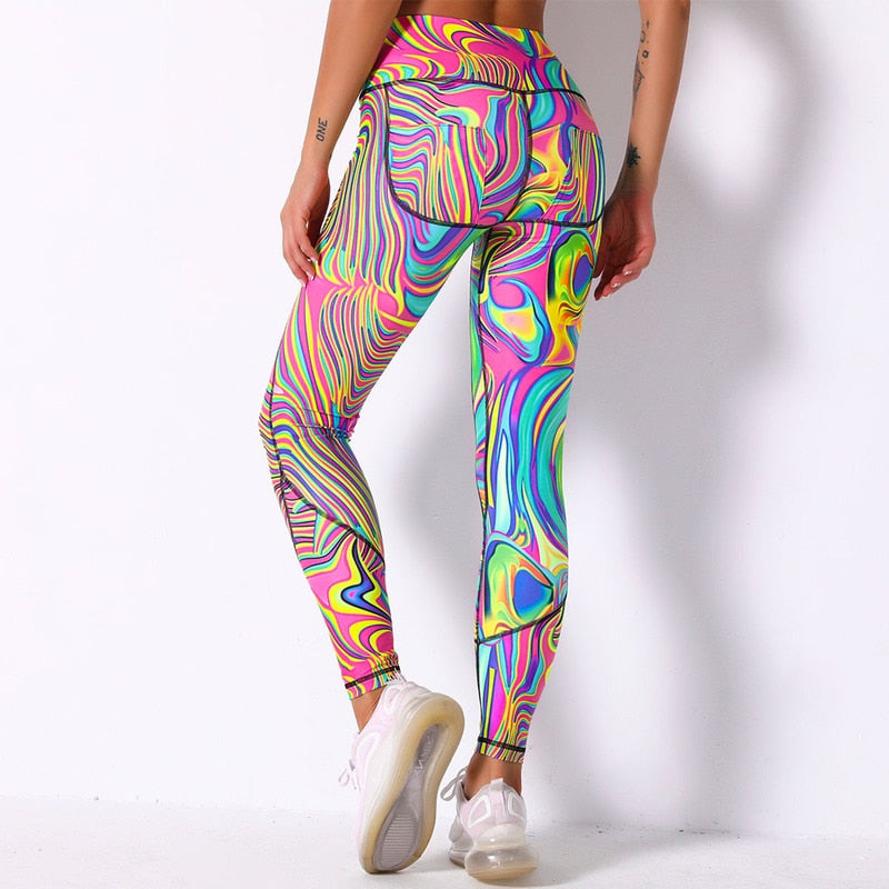 Colorful Printed Seamless Leggings for Women