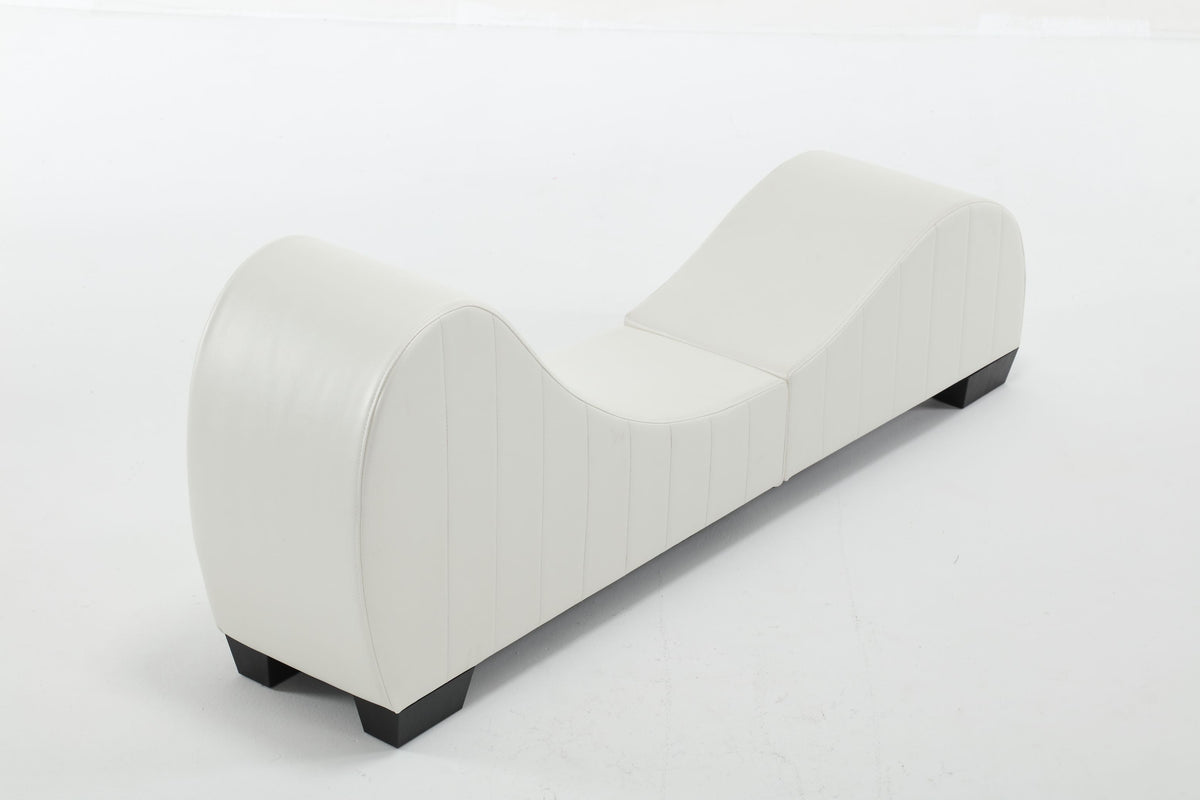 Modern Yoga Chaise Lounge – Curved Faux Leather Accent Chair in White
