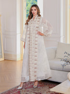 Middle Eastern Muslim Embroidered Long Robe Women's  Elegant Long Dress Loose Fit Dubai Dress - Classyfashion24.com