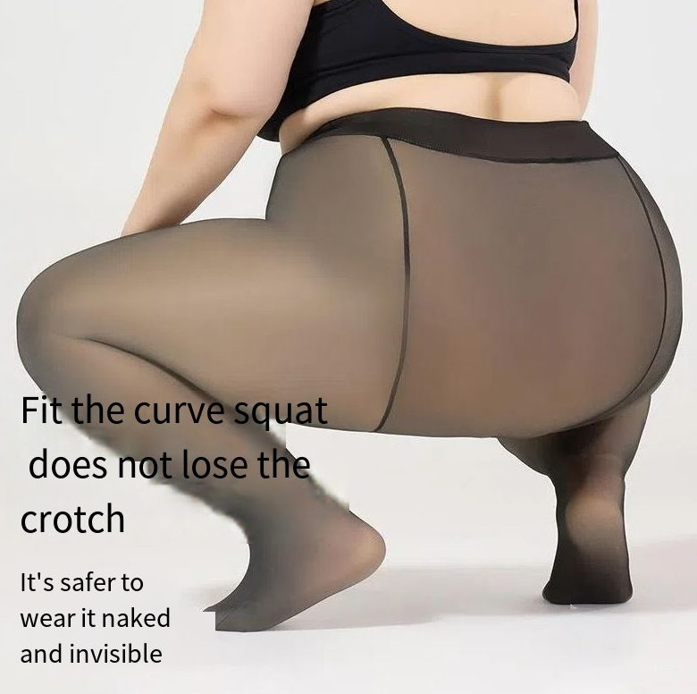 Full length view of black footed pantyhose on legs.