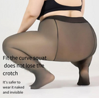 Full length view of black footed pantyhose on legs.