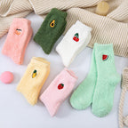 Coral velvet socks embroidered with fruits - Classyfashion24.com