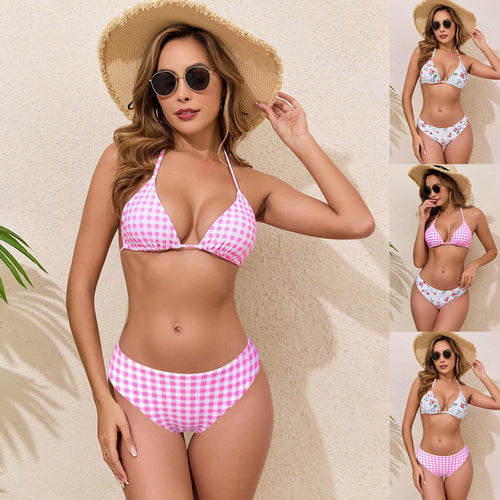Bareback Strap Hanging Neck Bikini - Classyfashion24.com