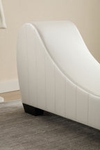 Modern Yoga Chaise Lounge – Curved Faux Leather Accent Chair in White