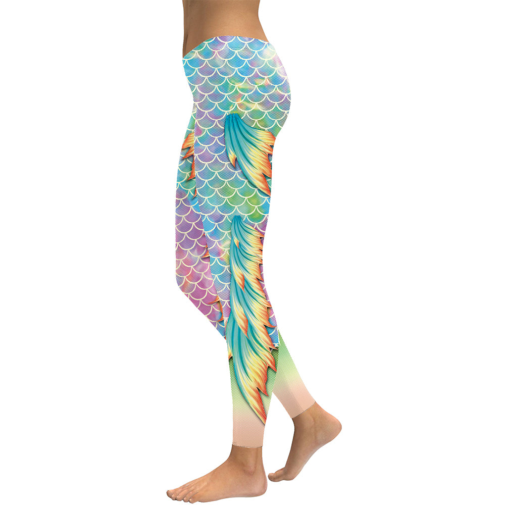 New Summer Vivid Mermaid  Women Leggings Gradient Fish Scales Scales Digital Print Leggins Sporting Workout Pants