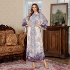 Printed Middle Eastern Dress Muslim Women's Fashion Dubai Long Dress Abaya Embroidered Robe - Classyfashion24.com