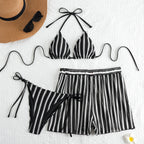 Striped split swimsuit for women