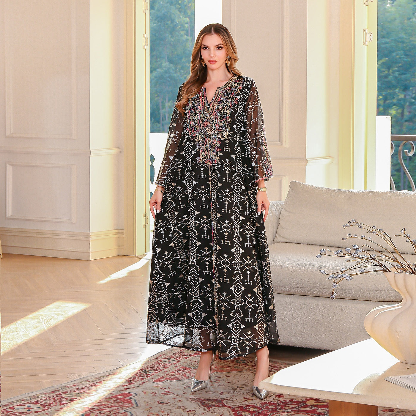 Middle East Muslim Long Robe Embroidered Women's Long Dress - Classyfashion24.com