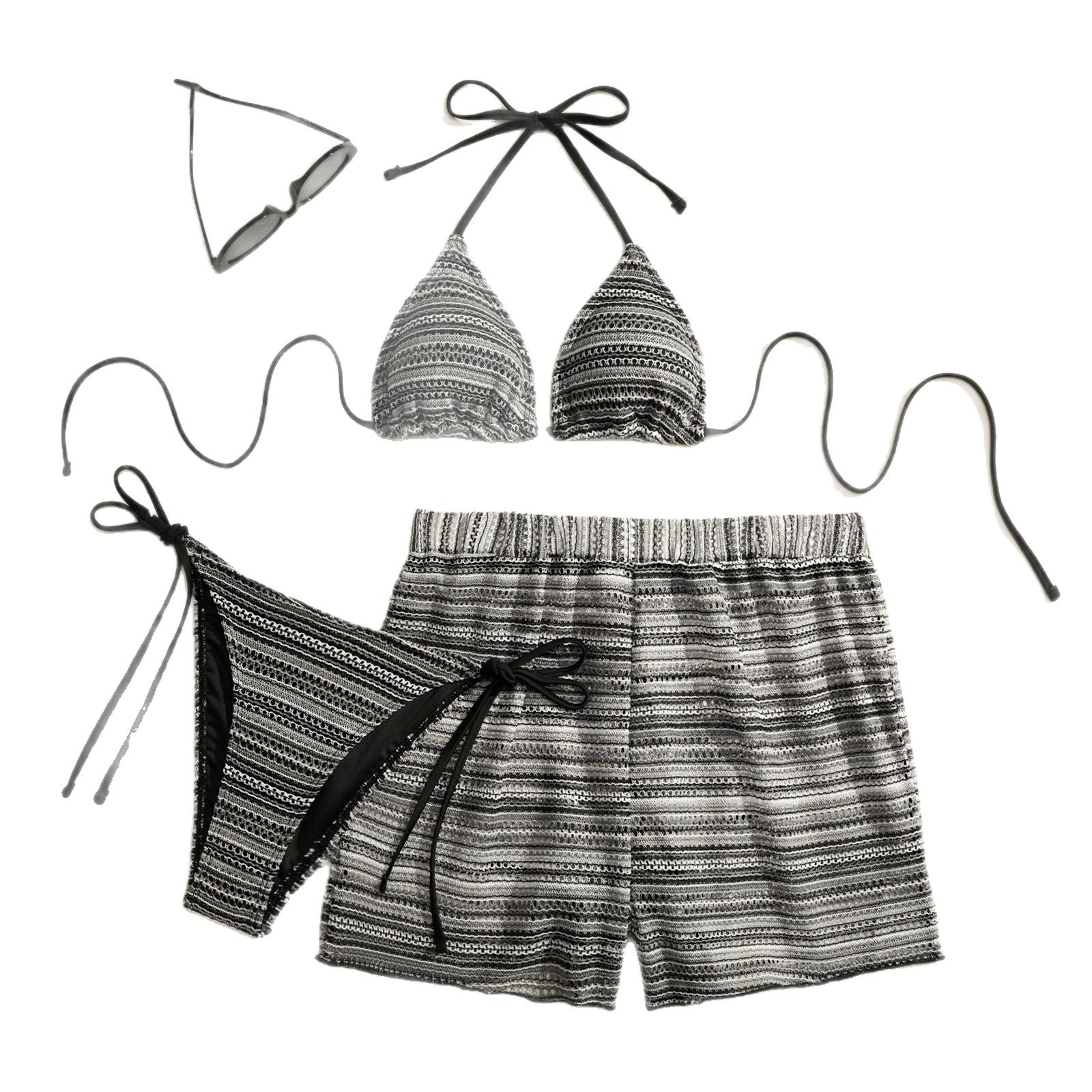 Striped split swimsuit for women