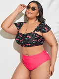 Floral Swimwear Plus Size Color-block Design Sexy  Swimwear - Classyfashion24.com