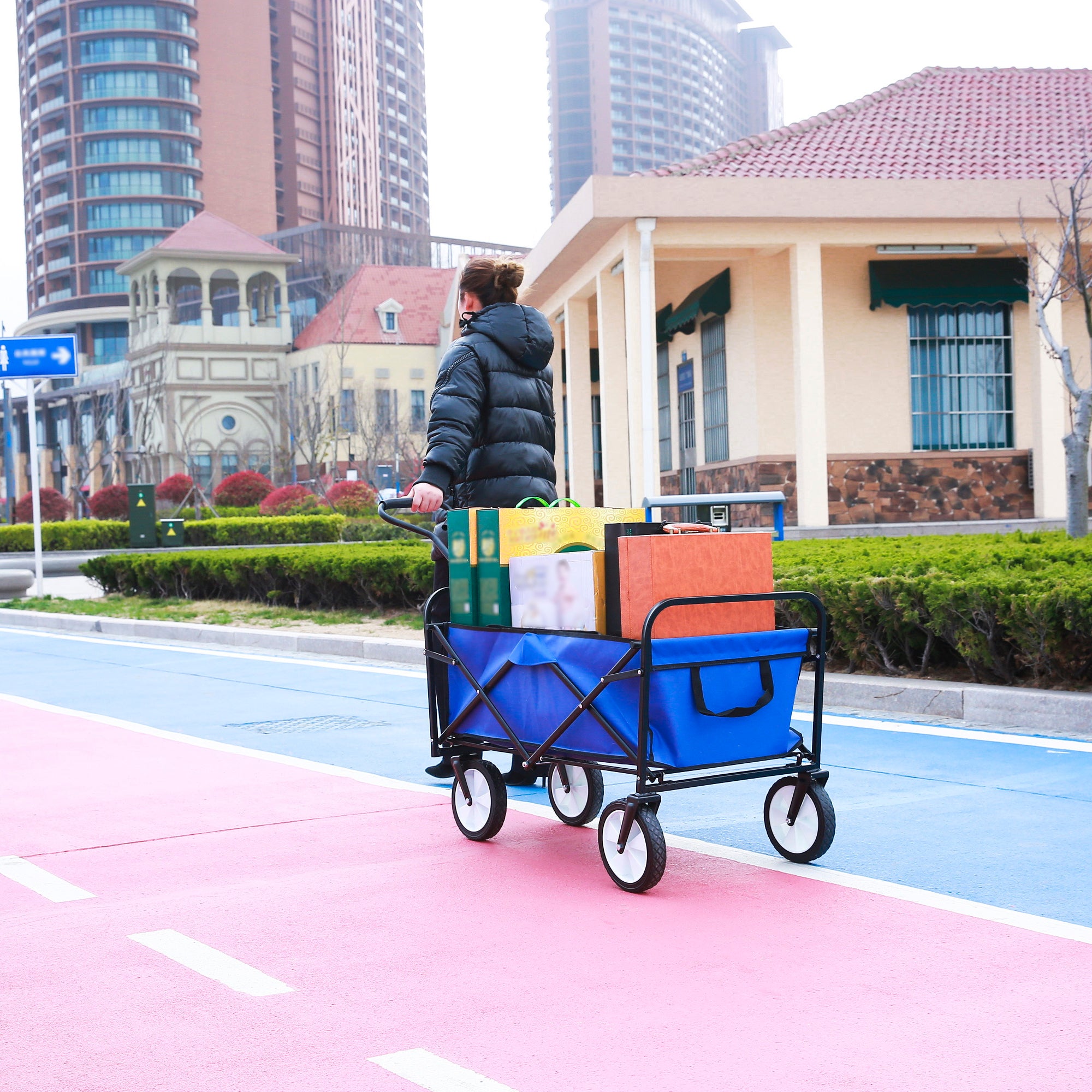 Heavy Duty Folding Utility Wagon – Collapsible All-Terrain Garden & Beach Cart