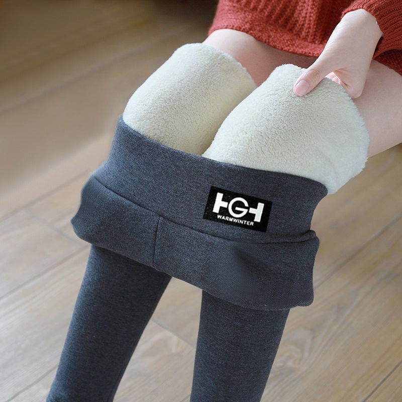 500G Extra Thick HG Standard Pocket Cashmere Leggings for Women, featuring a soft, warm interior, ideal for winter wear.