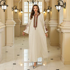 Dubai Muslim Rope Embroidery Dress Turkish Middle Eastern Long Robe for Women, Export Fashion Dress - Classyfashion24.com