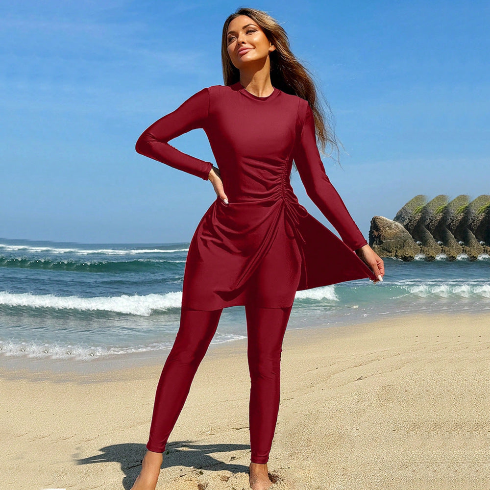 Women's two-piece swimsuit set with long sleeves - Classyfashion24.com
