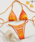Gradient Color Halter Neck Bikini Swimwear Sexy Push-Up Separated Design Swimming Vacation - Classyfashion24.com