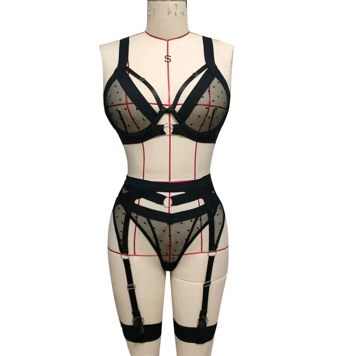 Ins Style Sexy Lace Stitching Mesh Sling Lingerie Set