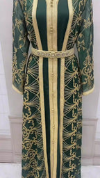 Muslim robe women's embroidered long cardigan two-piece set temperament dress - Classyfashion24.com
