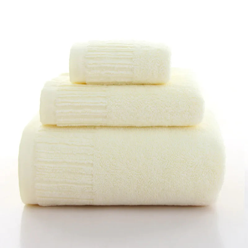 Premium 100% Cotton Thickened Bath Towel Set – 3-Piece Luxury Collection