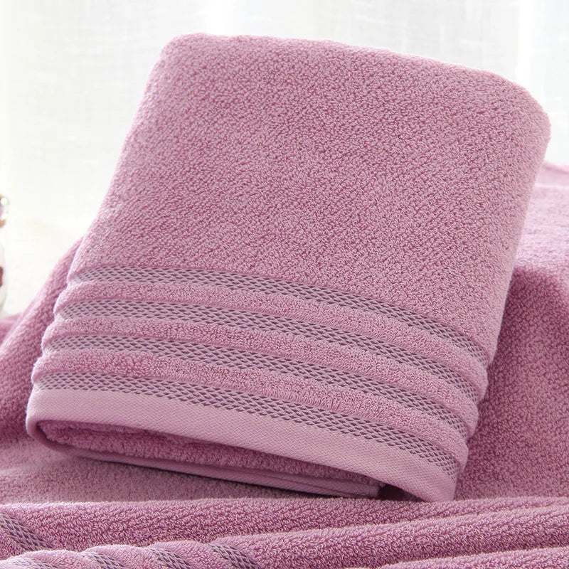 Stripe Cotton Towel Set – Solid Color, 100% Cotton